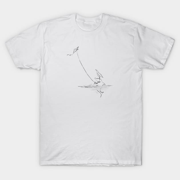 Shark Flying a Kite T-Shirt by Jason's Doodles